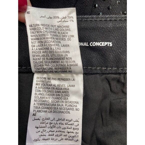 INC Rhinestone Jeans Women's 27 SMALL Black High-Rise Straight Pockets NWOT - Picture 10 of 16